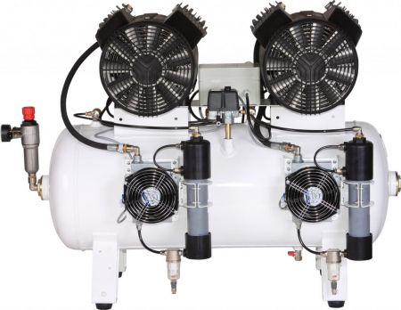 Remeza КМ-100.VS204ТД - Стоматологический безмасляный компрессор для 4-х стоматологических установок, с осушителем мембранного типа, с ресивером 100 л, 286 л/мин