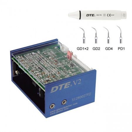 Woodpecker DTE-V2 - встраиваемый ультразвуковой скалер, съемный автоклавируемый наконечник, 5 насадок в комплекте