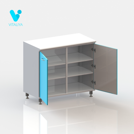 ВИТАЛИЯ М2 — Медицинская тумба на хромированных ножках с полками