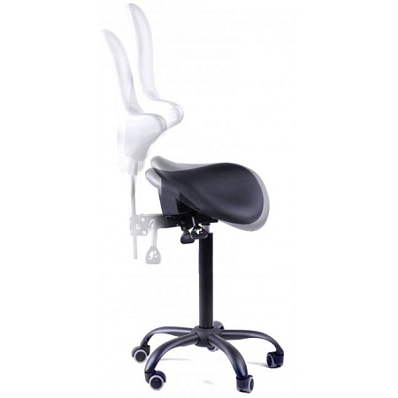 Gravitonus EZDuo Back - эргономичный стул-седло врача-стоматолога со спинкой, двуразделенное седло